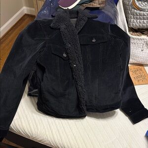 Naked and Famous Black Corduroy Sherpa Jacket size S